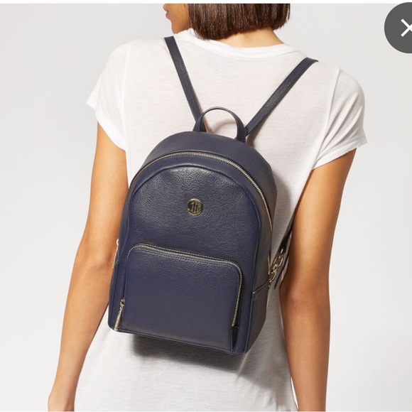 Tommy Hilfiger Black Backpack with Gold Accents - Picture 1 of 7